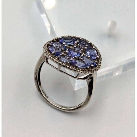 Sterling Silver 925 SNJ Tanzanite White Topaz MCM Style Statement Ring Sz 9 - Picture 5 of 16
